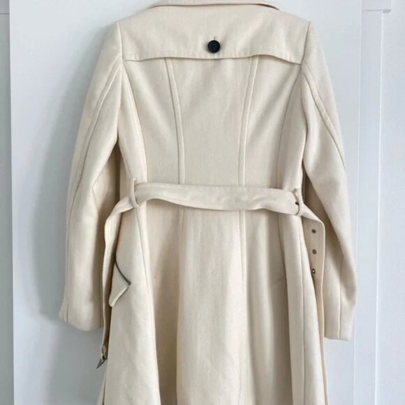 Express White Double Breasted Belted Pea Coat - Picture 3 of 5